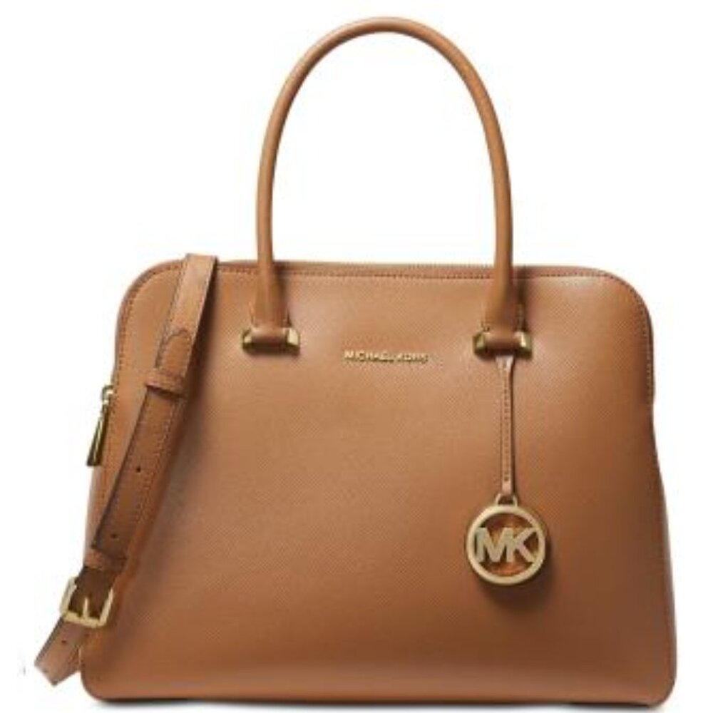 NWT Michael Kors Houston Double Zip Crossgrain Leather Satchel